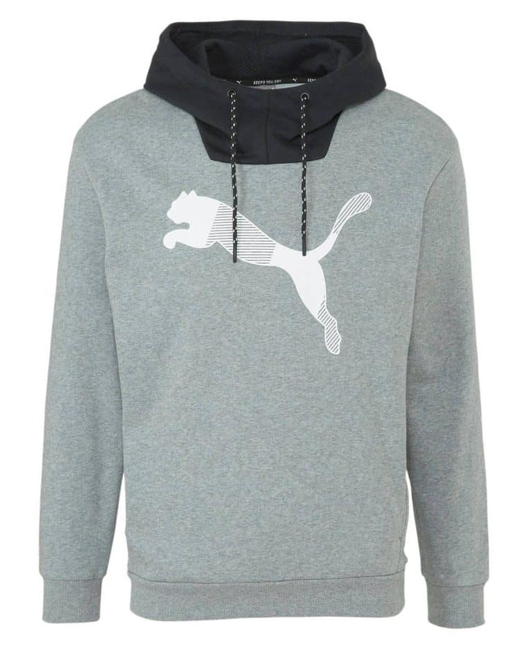 Puma fitness hoodie grijs melange met front print