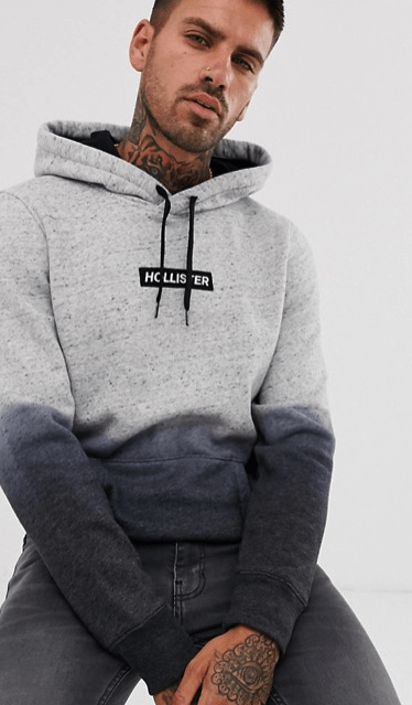 Hollister centerbox logo ombre heren hoodie in grey