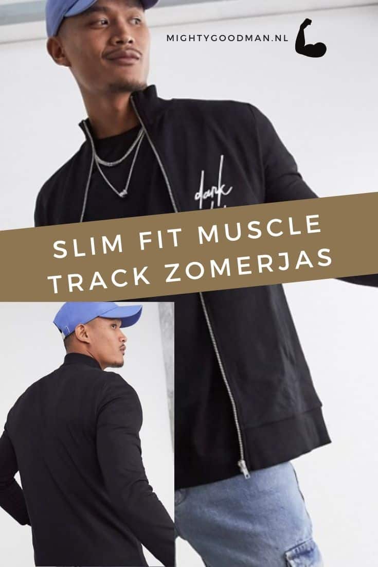 Man poseert in een slim fit muscle track zomerjas